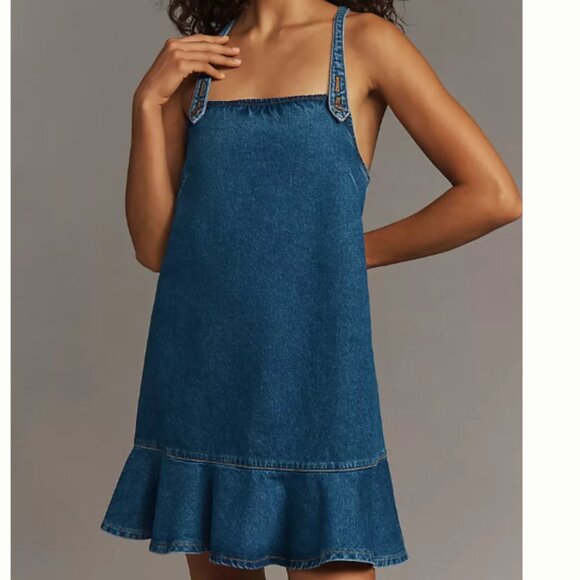 Brand New Pilcro Square-Neck Denim Mini Dress - Picture 10 of 13